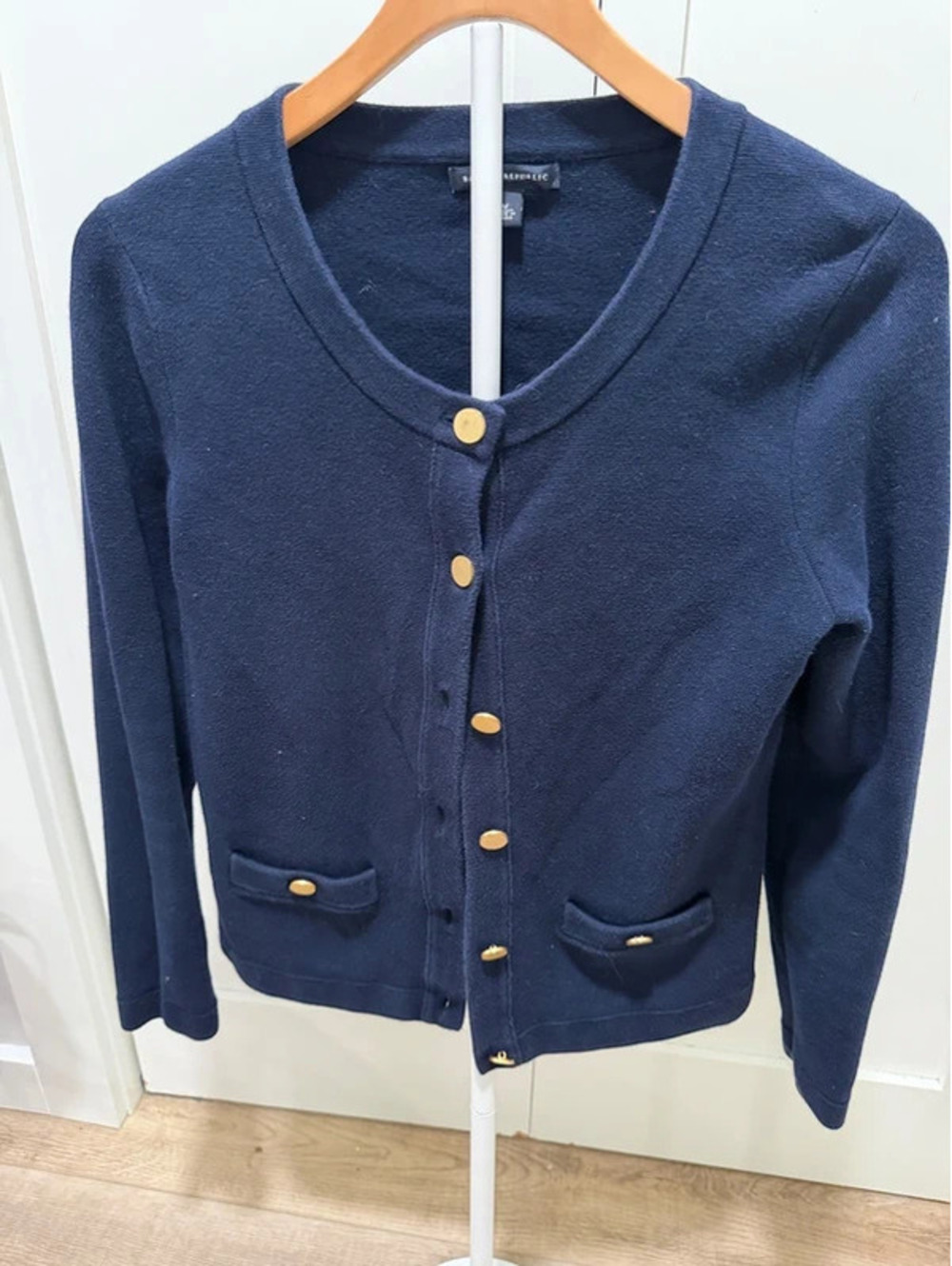 Banana Republic Navy Cardigan – Gold Buttons